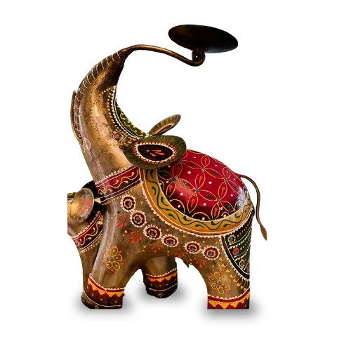 Handcrafted Metal elephant and baby candle holder - Image 5