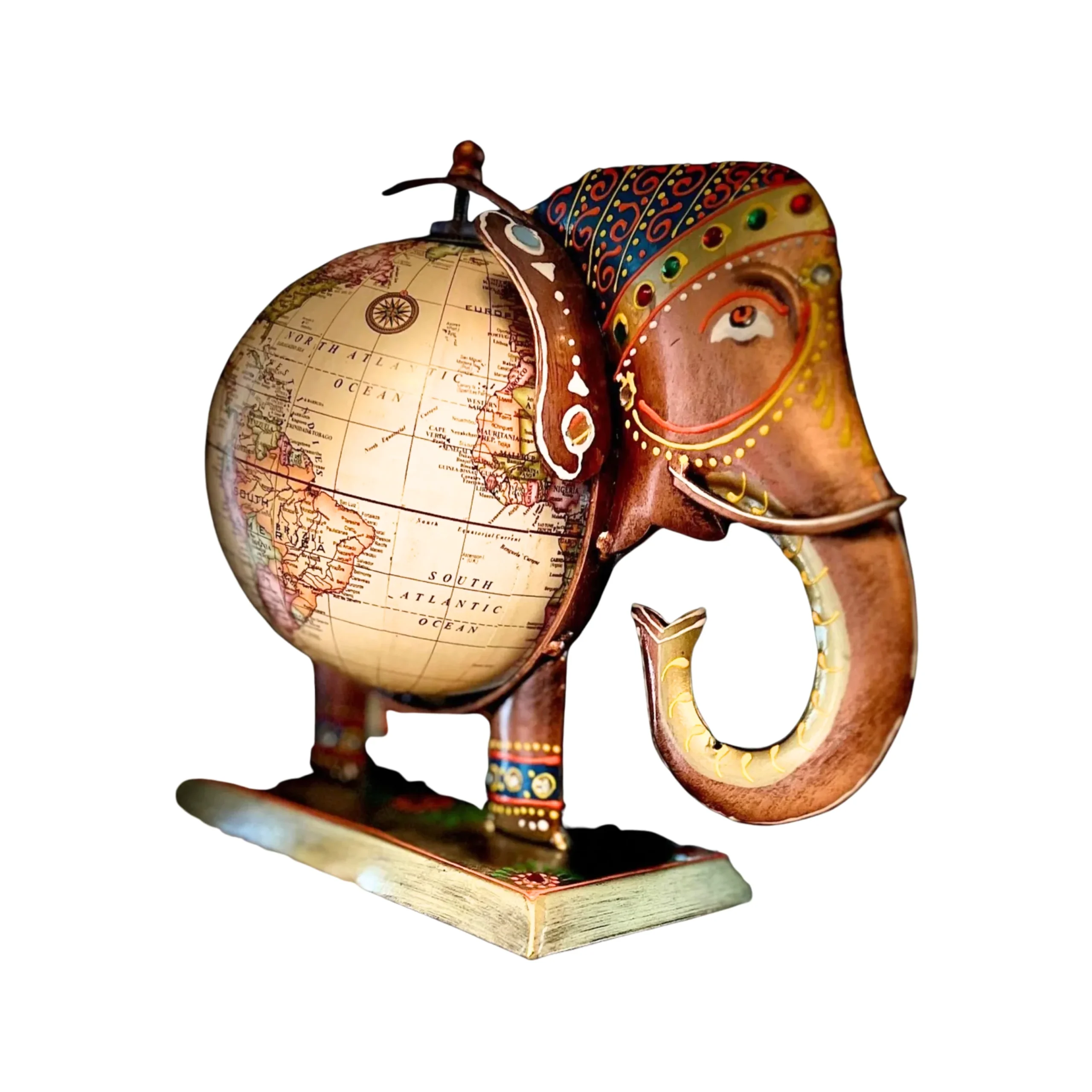 Handcrafted Metal Elephant Globe - Image 4