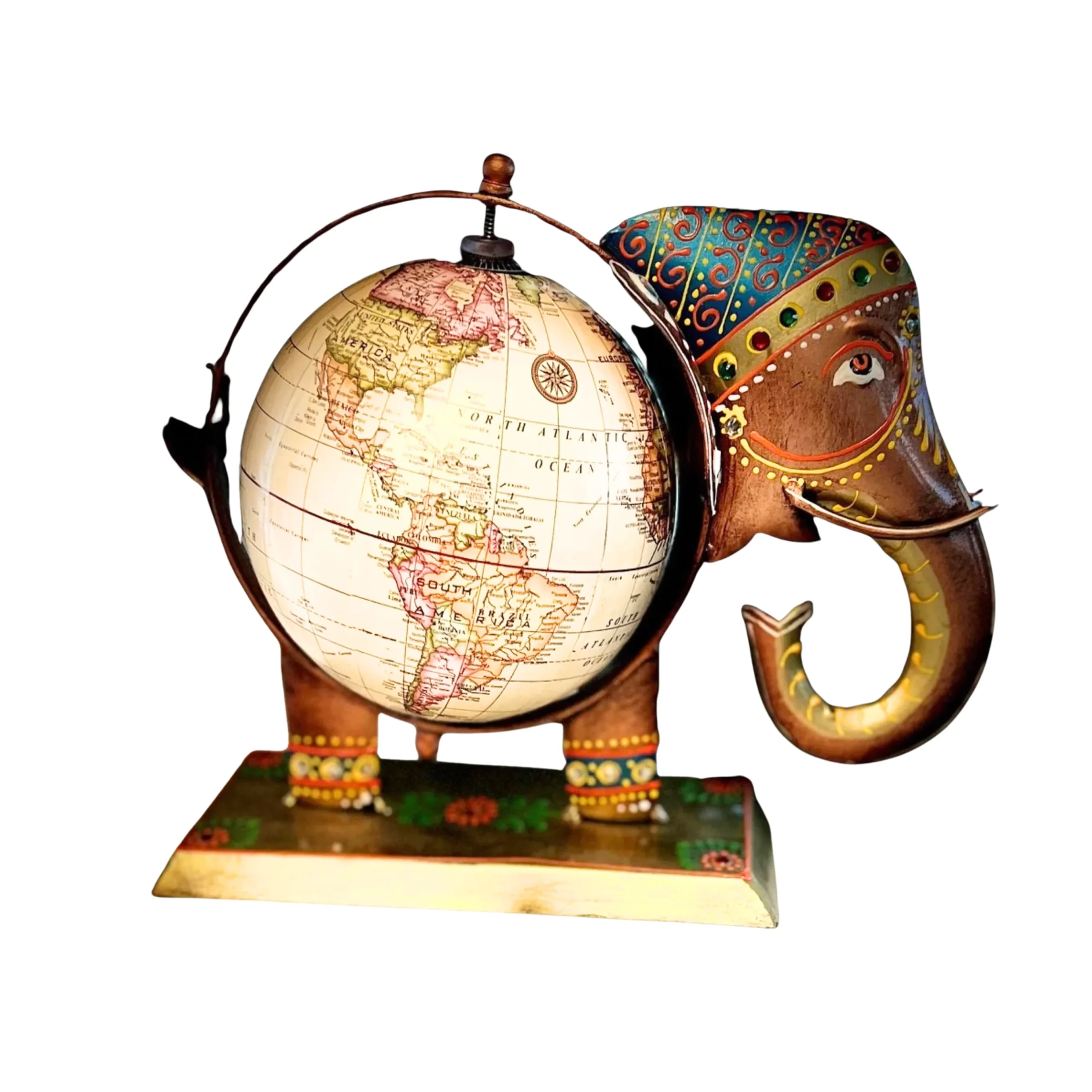 Handcrafted Metal Elephant Globe - Image 5