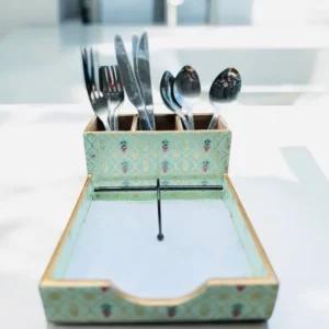 Handcrafted Wooden Cutlery and Napkin Holder