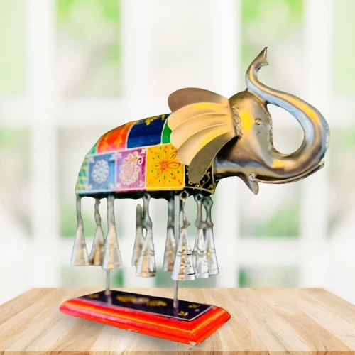 Metal bell elephant decor - Image 2