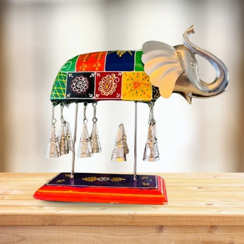 Metal bell elephant decor - Image 3