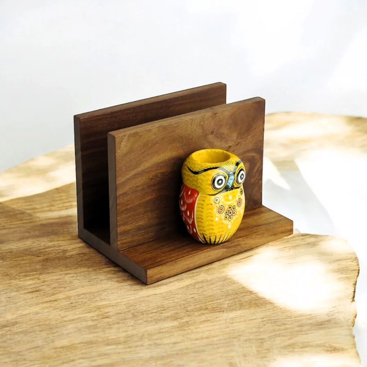 Hand Painted Owl Toothpick And Napkin Holder - Image 2