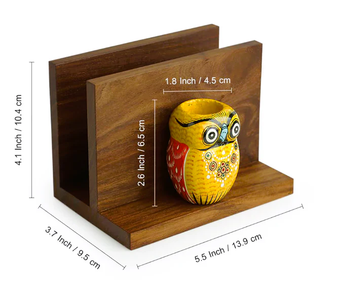 Hand Painted Owl Toothpick And Napkin Holder - Image 4