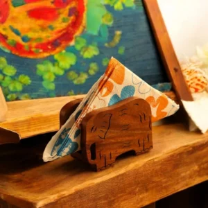 Hand-Carved Elephant Napkin Holder