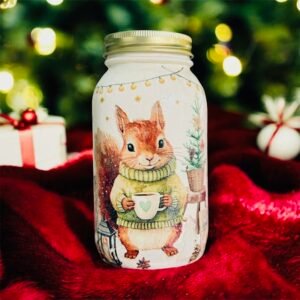 Handmade Decoupage Christmas Mason Jar